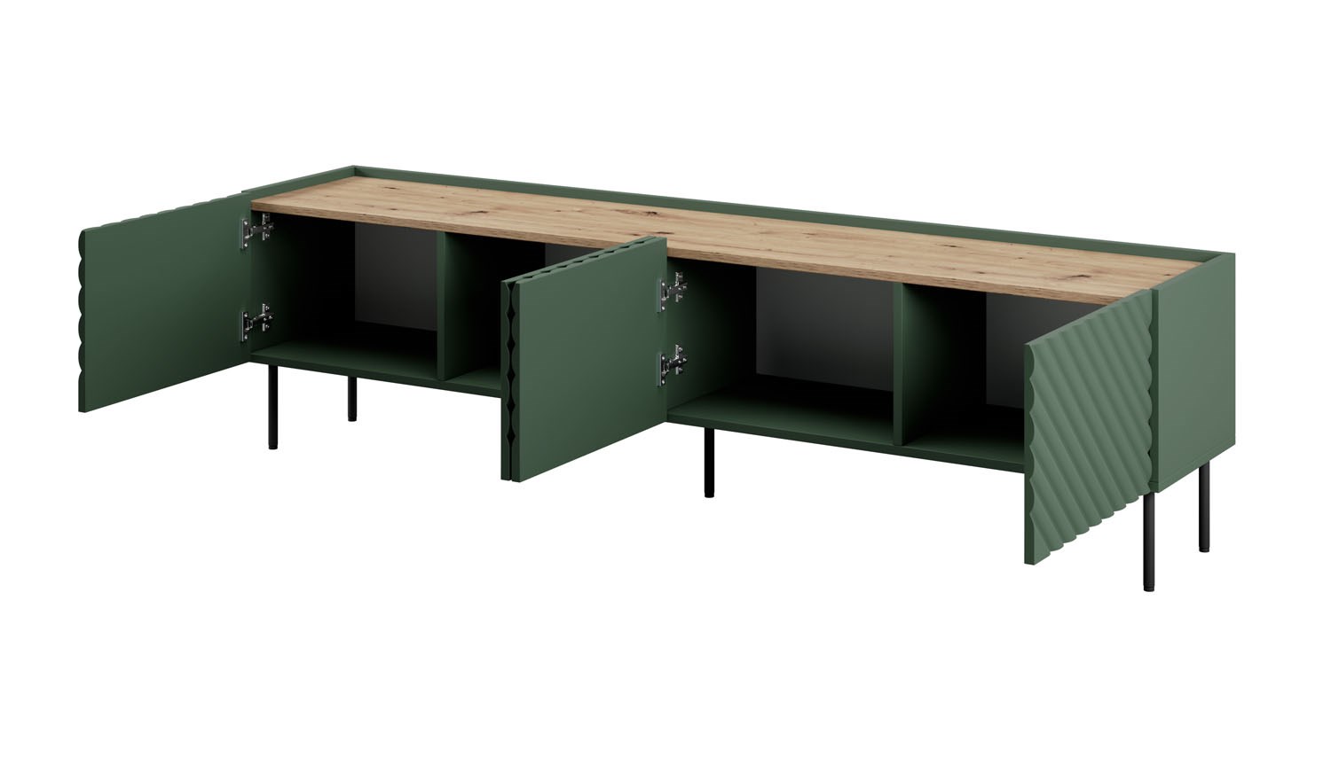 4D RTV cabinet ONDA 200x40xH54.35 green (standing or wall mounted) - Image 1