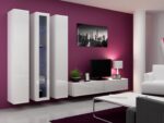 Vigo 180 Wall Living Room Display Cabinet made of Particleboard with Glass White / White Gloss 40x30x180cm - Image 7