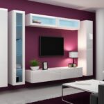 Vigo 180 Wall Living Room Display Cabinet made of Particleboard with Glass White / White Gloss 40x30x180cm