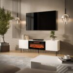 TV Stand Aesthetic White + Black L180xW59xH40cm - Image 3