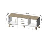 Cama RTV stand LOTTA 140cm white + sonoma oak