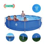 Enero Στρογγυλή Πισίνα PVC 1136lt με Μεταλλικό Σκελετό Μπλε - Image 6