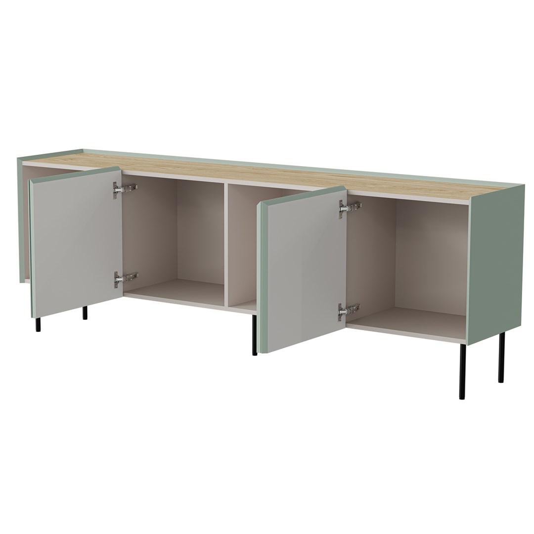 Cama FELLINI chest of drawers 200x40x70 olive + oiled oak top - Image 1