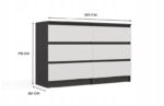 M6 MALWA CHEST OF DRAWERS 120 CM 6 DRAWERS ANTHRACITE/WHITE - Image 5
