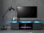 TV Stand Wooden Graphite / Glossy Graphite L40xW40xH56cm - Image 4