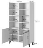 Pafos Floor-standing Living Room Display Cabinet made of Particleboard with Glass White 100x40x176cm - Image 3