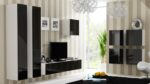 Vigo 180 Wall Living Room Display Cabinet made of Particleboard with Glass White / Black Gloss 40x30x180cm - Image 11