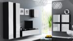 Vigo Floor-standing Living Room Display Cabinet made of Wood White/Black Gloss 40x30x180cm - Image 6
