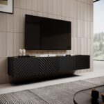 4D RTV cabinet ONDA 200x40x35-54 black (standing or wall mounted) - Image 3