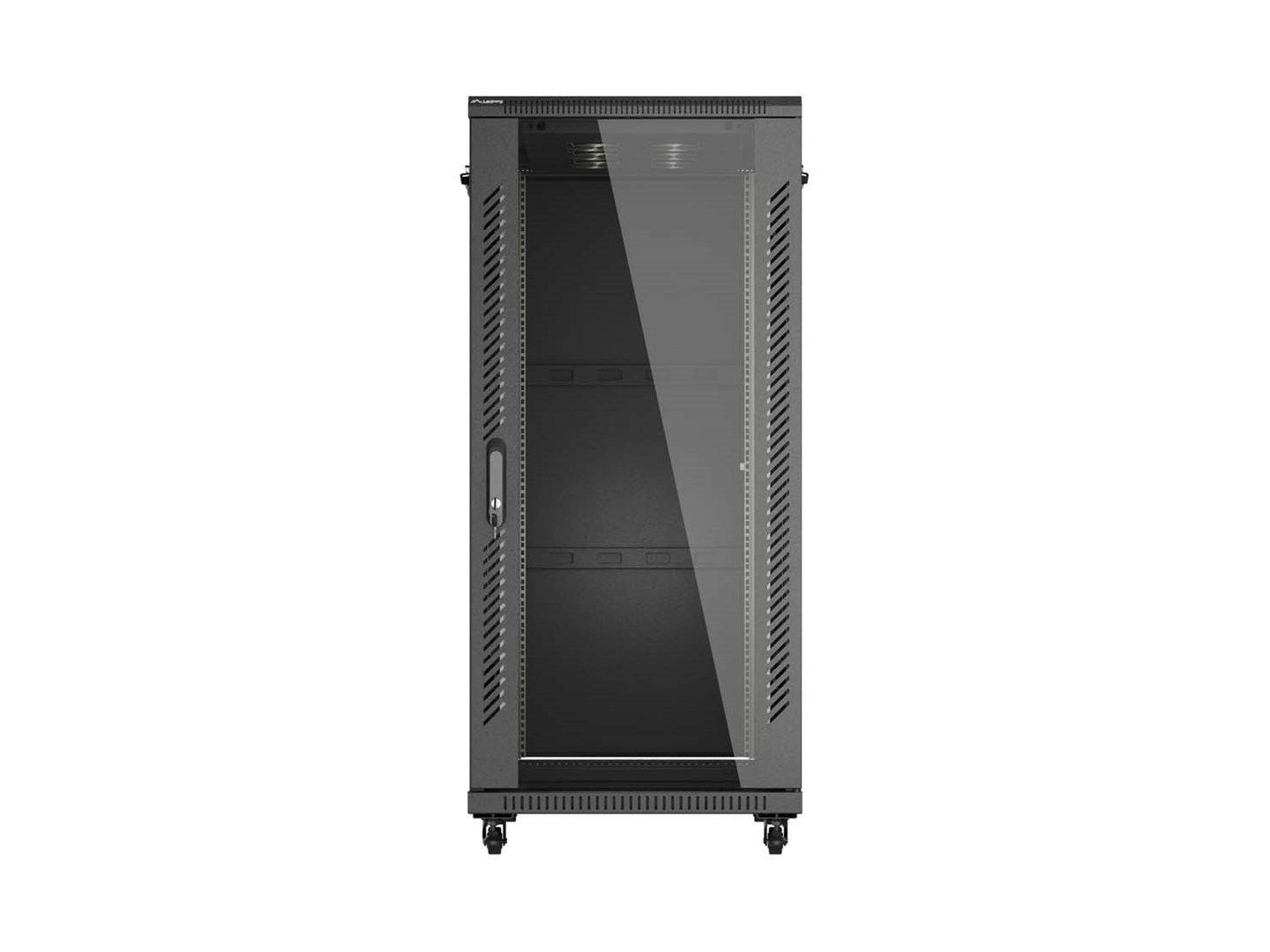19 27U 600 × 1000 BLACK FLOOR-STANDING RACK CABINET WITH GLASS DOOR LANBERG (FLAT PACK) - Image 1