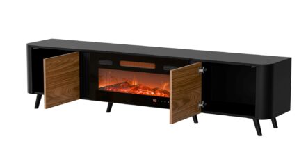 Cama Volare RTV cabinet 200 x 39 x 49 cm black/walnut + fireplace