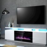 RTV EVA cabinet with electric fireplace 180x40x52 cm white/gloss white
