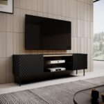 EF ONDA RTV cabinet 180x40x39-58 black (standing or wall mounted) - Image 4
