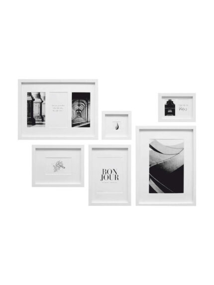Deknudt S46YK1 WALL picture wall with 6 white wooden Frames