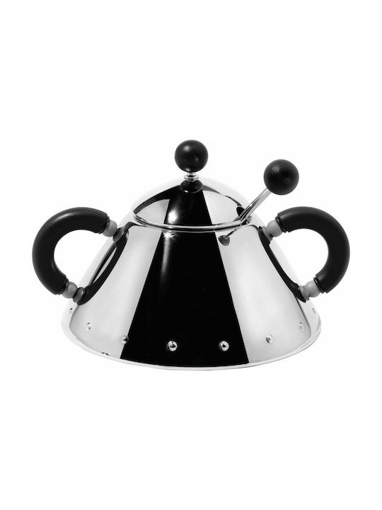 fixedratio_20211115125911_alessi_zachariera_servirismatos_metalliki_se_asimi_chroma.jpeg Alessi Sugar Bowl with Spoon black 9097 B - Image 1