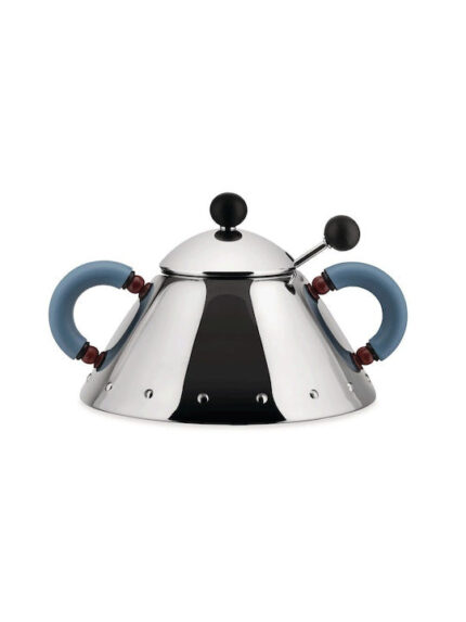 Alessi Sugar Bowl with spoon light blue 9097