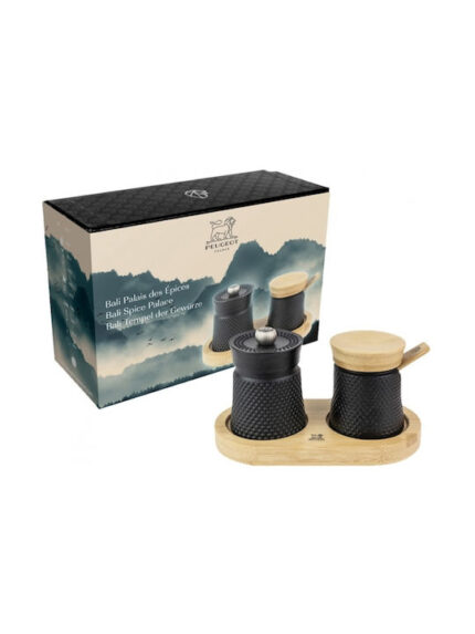 Peugeot Bali Fonte Pepper Mill Salt Cellar Tray 8cm BLACK