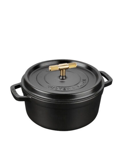 Staub La Cocotte Buster & Punch 24 cm round, Black, Cast Iron