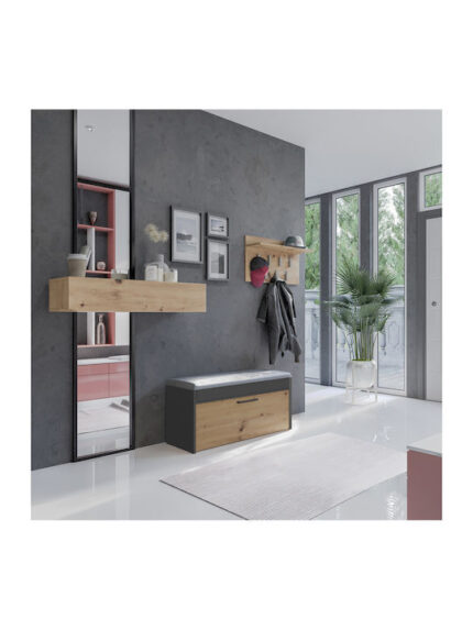 Topeshop PARMA SZAFKA ANT/ART shoe organizer Closed Anthracite  Oak