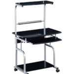 Computer Office Desk Wooden Silver 80x69.5cm