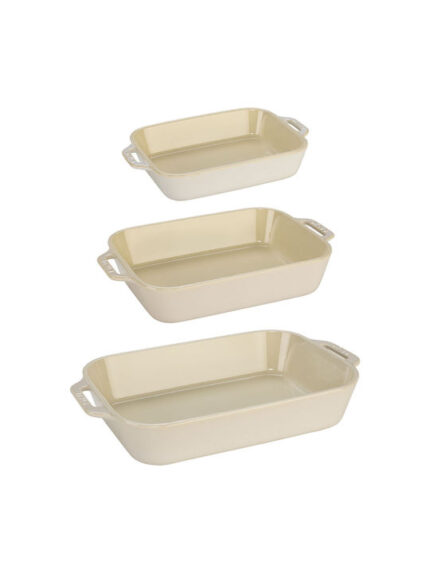 Staub Ceramic 3-pc Rectangular Baking Dish Set, White