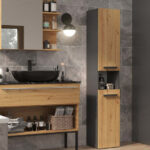 Topeshop NEL III ANT/ART bathroom storage cabinet Graphite  Oak