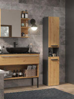 Topeshop NEL III ANT/ART bathroom storage cabinet Graphite  Oak