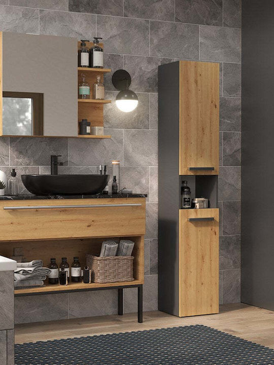 fixedratio_20260609102601_topeshop_epitoichia_rafiera_mpaniou_xylini_gri.jpeg Topeshop NEL III ANT/ART bathroom storage cabinet Graphite Oak - Image 1