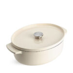 KitchenAid Bräter mit Deckel Gusseisen 30cm, oval, creme
