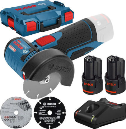 Bosch GWS 12V-76, 2x GBA 12V 3.0 Cordless Angle Grinder