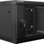 Lanberg wall-mounted installation rack cabinet 19'' 6U 600x600mm black (glass door)