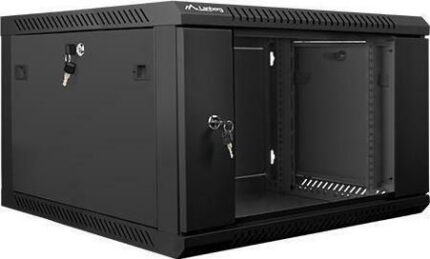 Lanberg wall-mounted installation rack cabinet 19'' 6U 600x600mm black (glass door)
