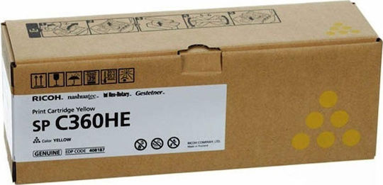 xlarge_20210302121132_ricoh_sp_c360he_yellow_toner_408187.jpeg Ricoh Toner SPC360HE Yellow Gelb (408187) - Image 1