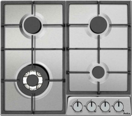 Amica Gas Cooktop Autonomous Inox 59x52εκ. Silver