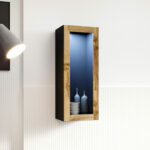 Cama cabinet VIGO  90  glass 90/35/32 black/wotan oak