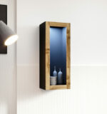 Cama cabinet VIGO  90  glass 90/35/32 black/wotan oak