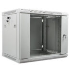 Lanberg wall-mounted installation rack cabinet 19'' 9U 600x450mm gray (glass door)