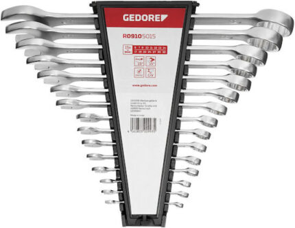 GEDORE red Ratchet Spanner Set metric 15-pieces