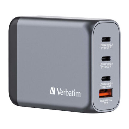 Verbatim GNC-100 GaN Charg. 100W 3xUSB-C PD, 1xUSB-A QC 3.0 32202