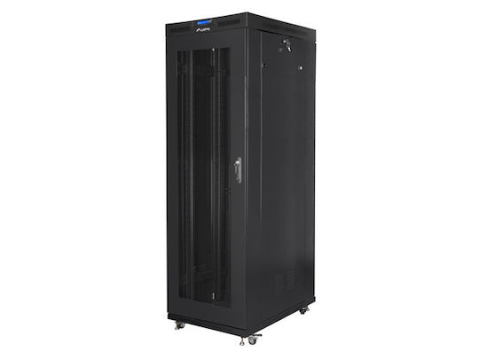 xlarge_20240201165339_lanberg_epidapedia_kampina_rack_27u_xcm_mayro_ff01_8227_23bl.jpeg Szafa rack stojąca 19 cali 27U 800x1200 czarna drzwi perforowane LCD FLAT PACK - Image 1