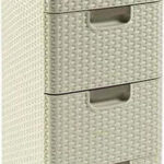 CURVER Rattan 209907 Storage Unit with 4 × 14 L Drawers  Cream