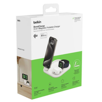 Belkin BOOST Charge 3in1 Qi2 15W magn.Charg.Stand wh.  WIZ029vfWH