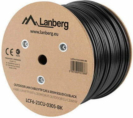 Lanberg F/FTP Cat.6 (Gigabit) Καλώδιο Δικτύου Ethernet χωρίς ακροδέκτες 305m Μαύρο