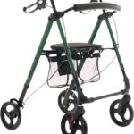 Rehabilitation support with seat and bag for seniors Green