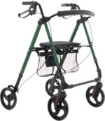Rehabilitation support with seat and bag for seniors Green
