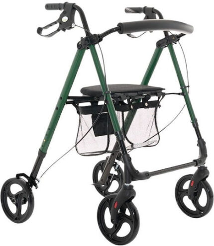 Rehabilitation support with seat and bag for seniors Green