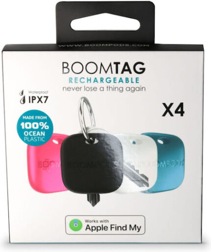 Boompods Boomtag Rechargeable 4 pcs. Black, Blue, White, Pink