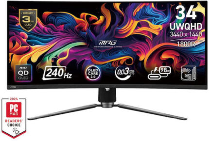 MSI MPG 341CQPX Ultrawide QD-OLED HDR Curved Monitor 34" QHD 3440x1440 240Hz with Response Time 0.03ms GTG