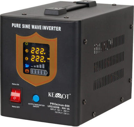 KEMOT PROsinus-800 emergency power supply unit – a pure sine wave inverter with a 12V charging function  230V  800VA/500W – black