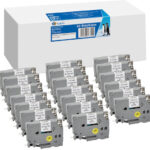 20x G&G Label Tape 9mmx8m B/W compatible with Brother TZe-221